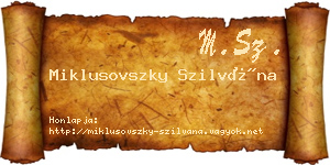 Miklusovszky Szilvána névjegykártya